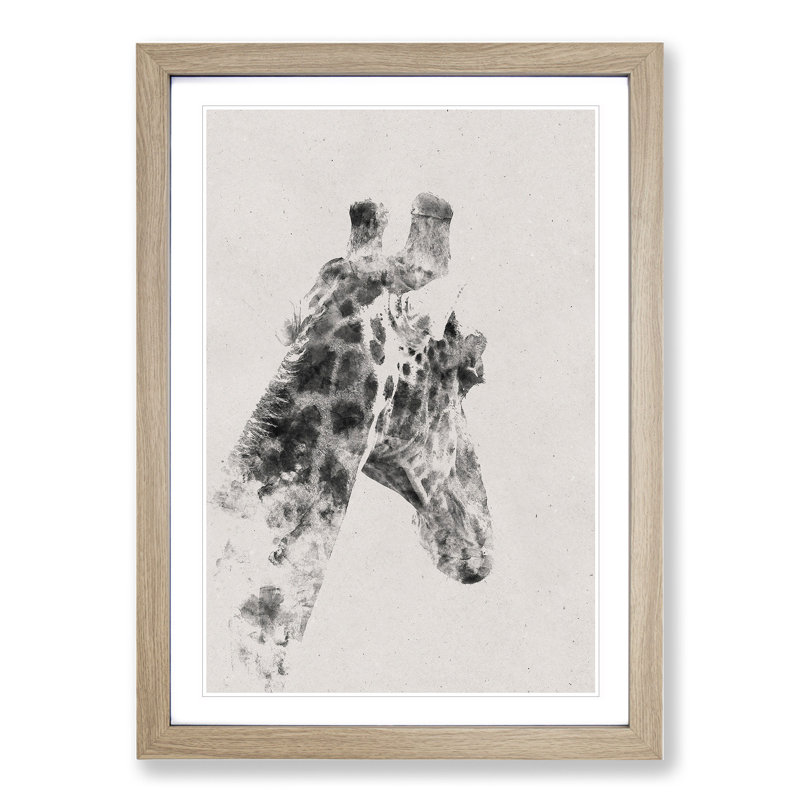 Giraffe Vol.5 - Picture Frame Painting, Oak Framed, 65cm H x 48cm W x 2cm D