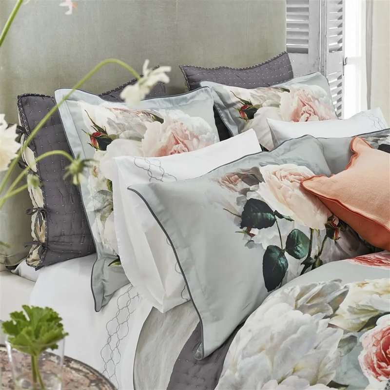 Peonia Grande Zinc Duvet Cover, King Duvet Cover