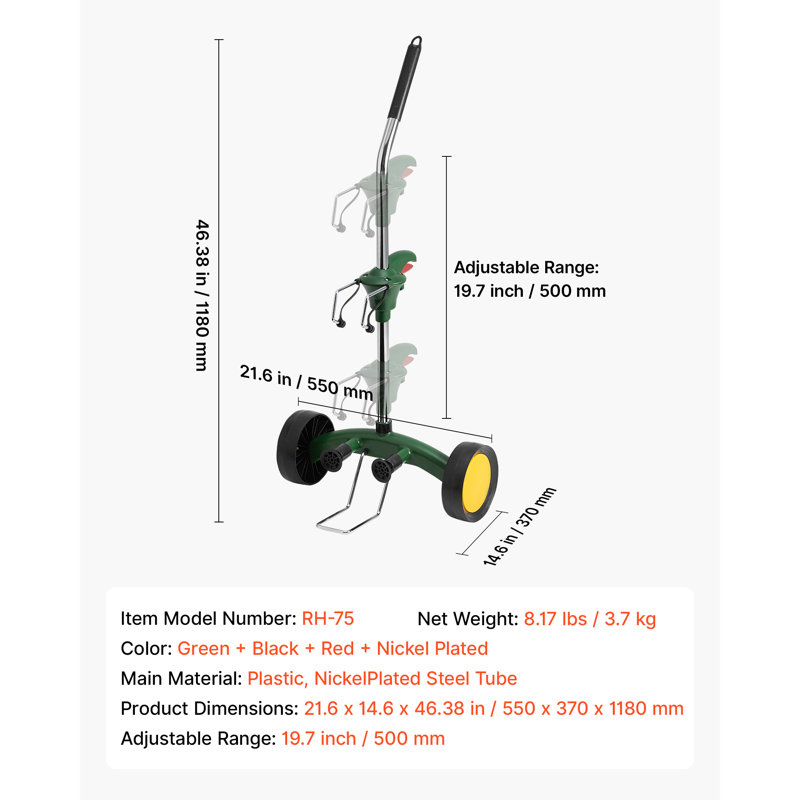 Garden Pot Mover Heavy Duty Potted Plant Mover Dolly with Adjustable Handle