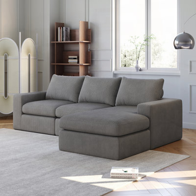 Corduroy Cloud Sectional Sofa with Chaise