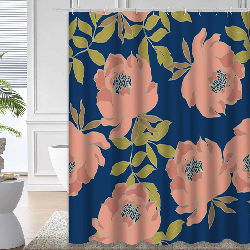 Rideau de douche imperméable à motif floral avec 12 crochets BotanicaMod, L 72 po x l 84 po