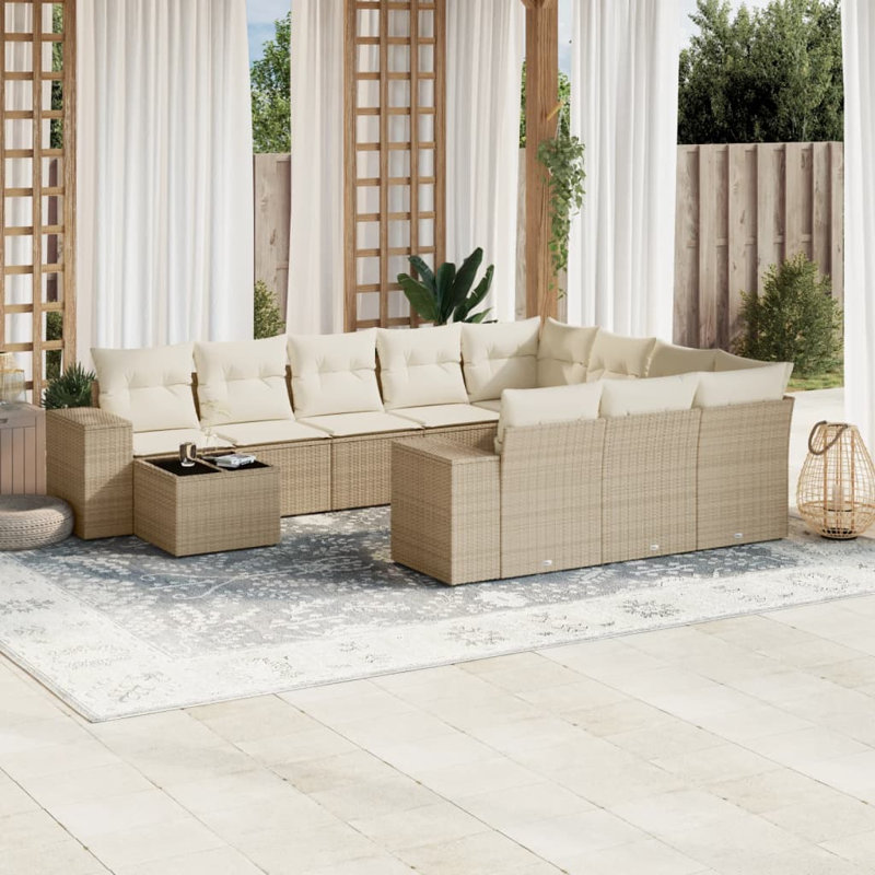Ensemble de canapé de patio Vidaxl - beige, blanc crème