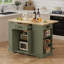 Îlot de cuisine avec armoire de rangement et armoire à ordures, ensemble de table de salle à manger 3 pièces avec 2 tabourets et abattant-1257910836