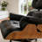Leather Lounge Chair With Ottoman, Solid Wood Frame, Aluminum Alloy Base-310313420