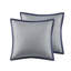 Couette brodée 8 pièces - King, bleu marine, gris et blanc, ensemble brodé pour chambre élégante