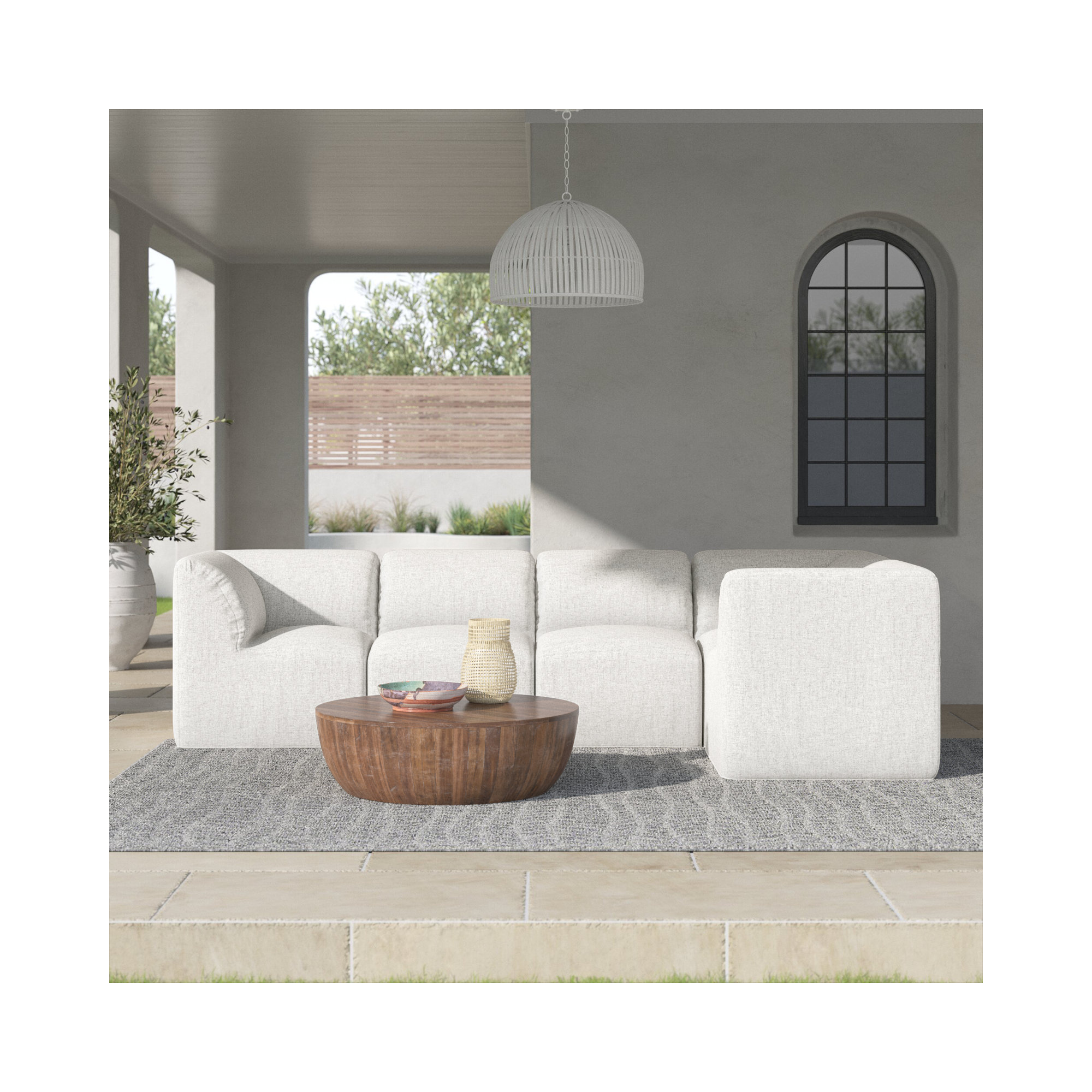 Praia 102" Sunbrella® Modular Outdoor Sofa, Canvas White Sunbrella® Canvas