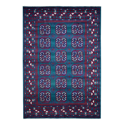 Tapis oriental rectangulaire en laine vert noué à la main 6 pi 6 po x 9 pi 4 po - C505BA167A364008BC2CE5187405888F