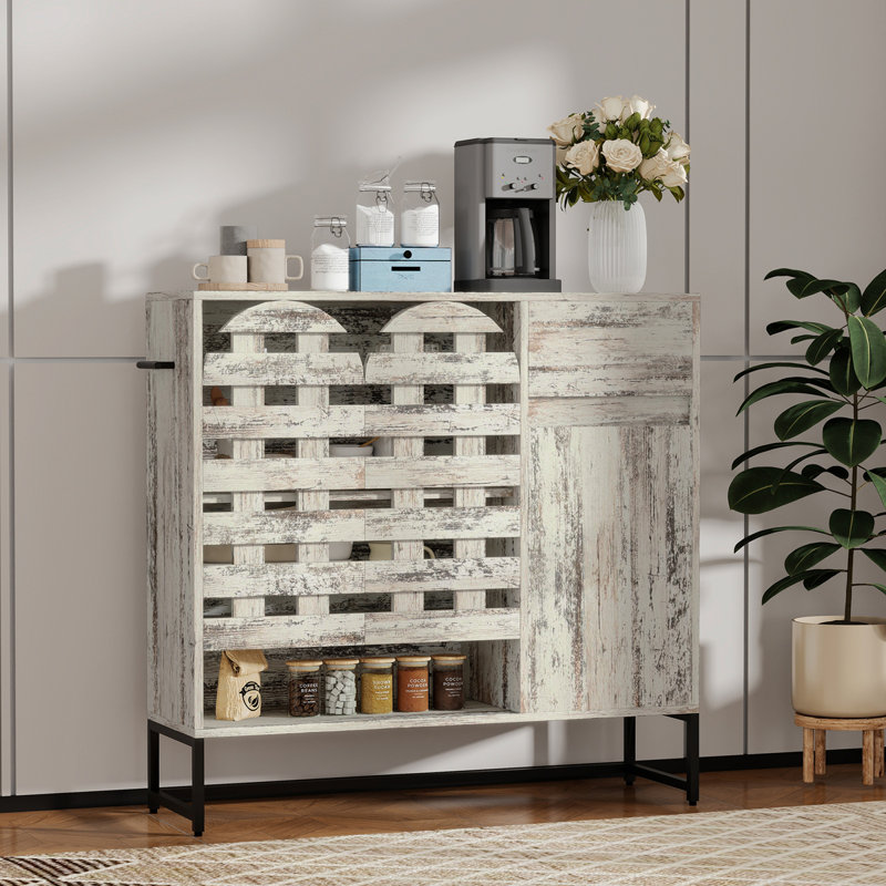 Woven Door Accent Cabinets,with Arched Doors, White Vintage