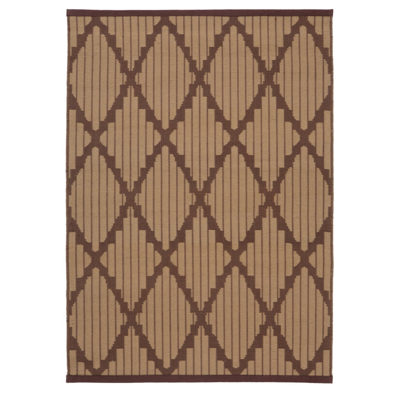 Brown Geometric Diamond Flatweave Leather Rug - 4' x 6'
