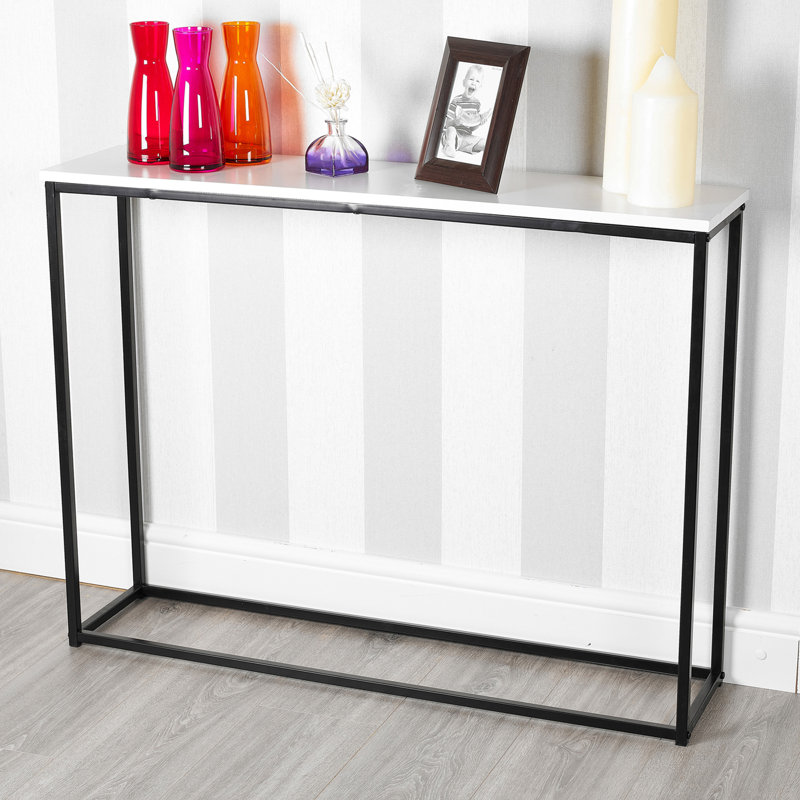 Adjei 100.5cm Console Table, Black, 81cm H x 107cm W x 31cm D, White