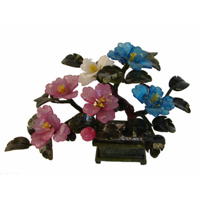 8'' Faux Flowering Plant in Stone Planter