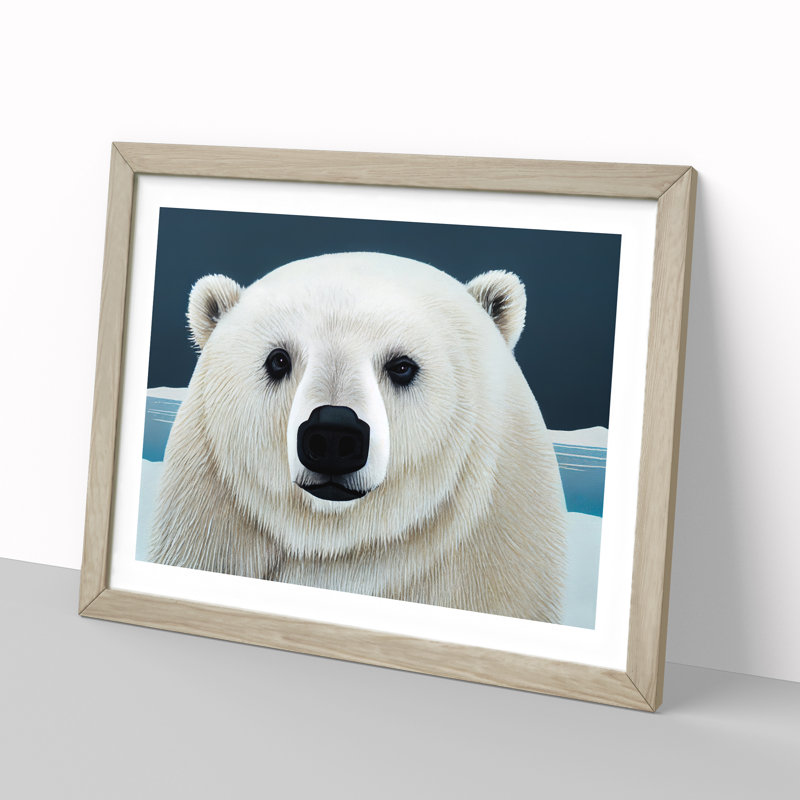 Incomprehensible Polar Bear 1 Piece Single Picture Frame Wall Art, 25cm H x 34cm W x 2cm D, Oak