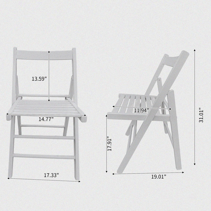 Ensemble de 2 chaises pliantes en bois massif Inbox Zero Lastra, Blanc