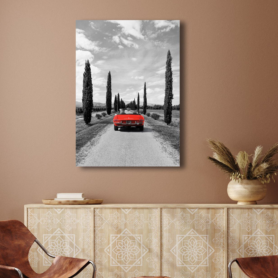 Leinwandbild Sportscar In Tuscany (BW) vonGasoline Images