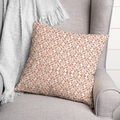 Peach Leaf Pattern Pillow Throw Pillow