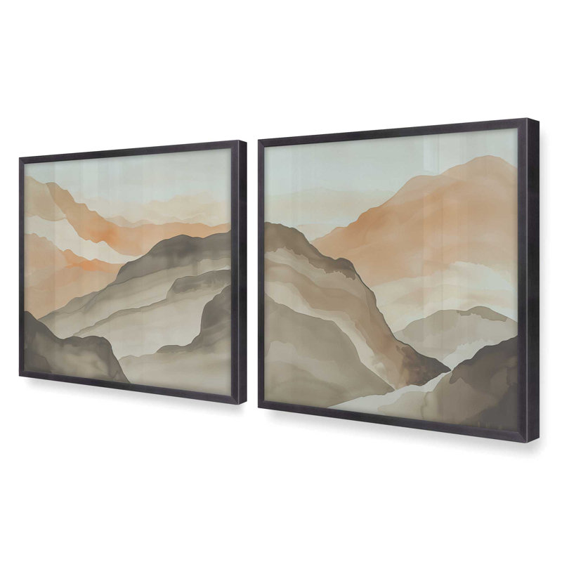 Amber Horizons, ensemble de 2 impressions sur toile,, H 13,75 po x l 27,5 po, Zinc patiné