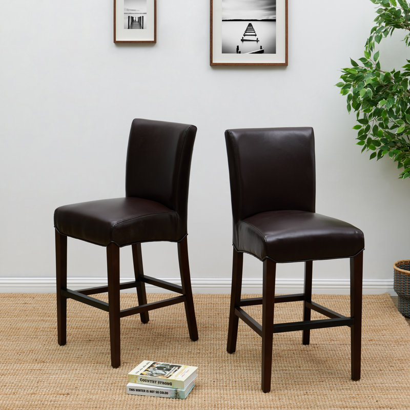 Liliana Upholstered Counter Stool, Coffee Bean, Counter Stool (26.5 " Seat Height)