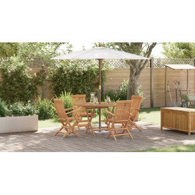 4 - Person Solid Wood Patio Dining Set Round Table
