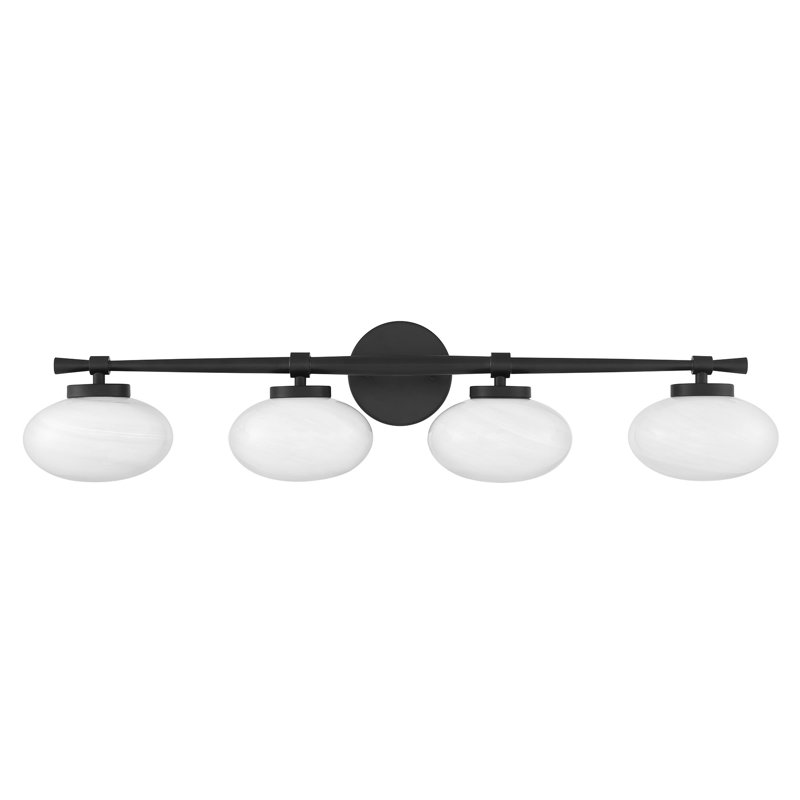 Barrow Bathroom Vanity Light, Matte Black, 4 Lights, 8" H x 33.75" W x 6.63" D