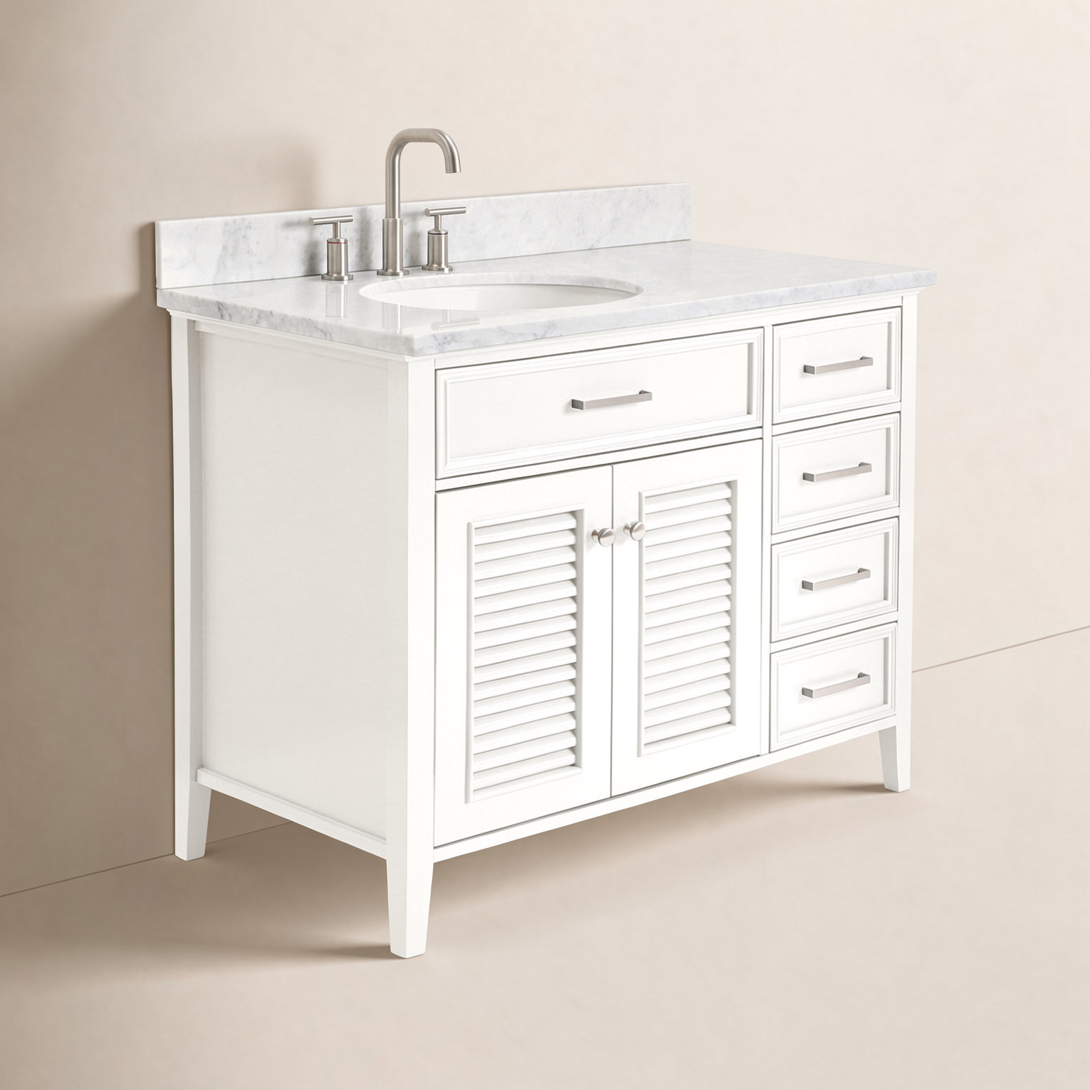 43'' Single Bathroom Vanity, Left, White