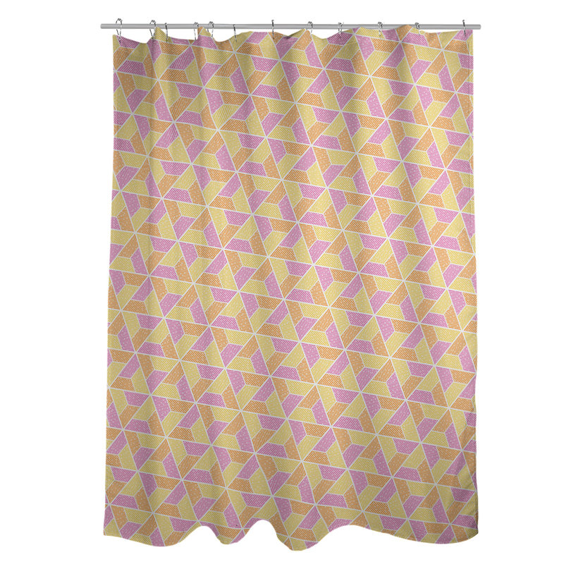 Rideau de douche simple trapézoïde, Jaune / rose / orange