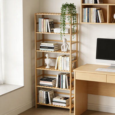 Pravya 161cm H x 26cm W Bamboo / Rattan Bookcase