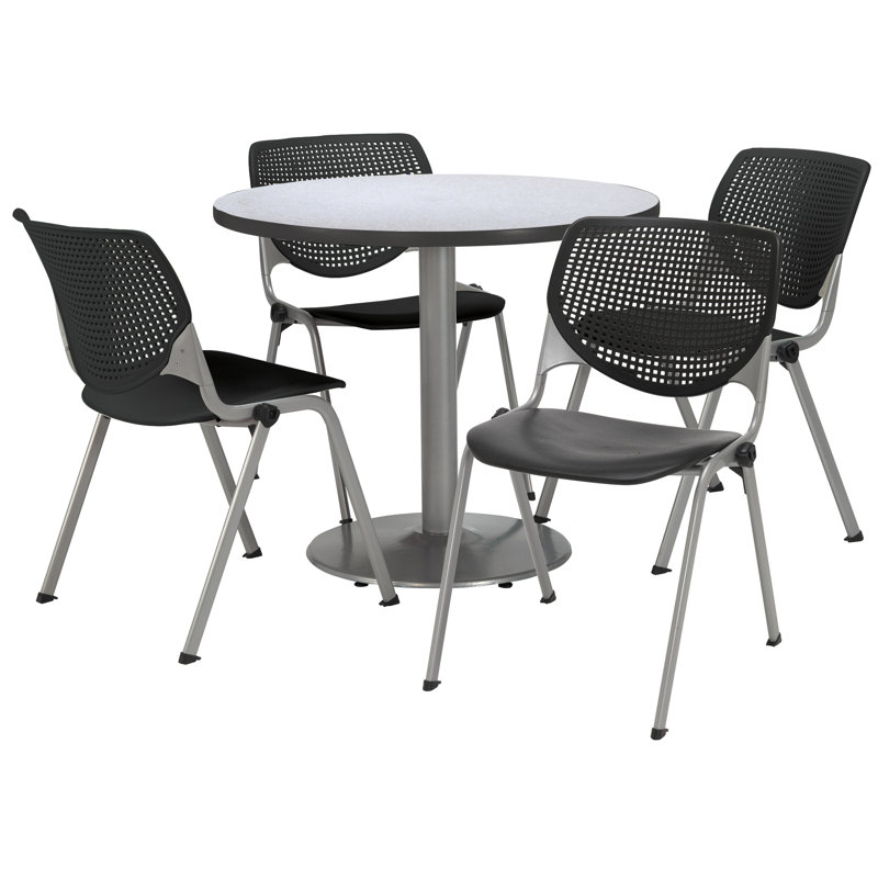 Table ronde pour salle de pause, Noir, noir, noir, noir, Gris nebula, L 36 po x P 36 po
