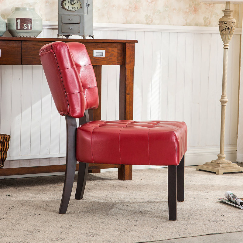 Fauteuil d'appoint capitonné en cuir mélangé confortable et durable avec sièges surdimensionnés pour un confort accru, Red