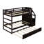 Lit superposé simple au-dessus de simple avec lit gigogne, escalier de rangement et structure en bois massif pour chambre d'enfant-113547225