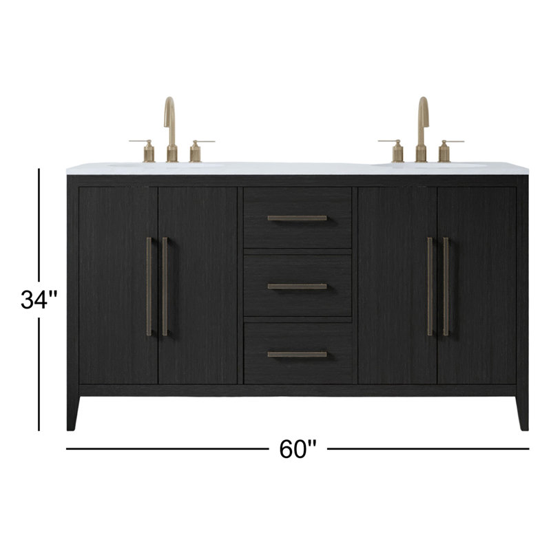 Chelsea 60" Double Bathroom Vanity Set, Dark Weathered Oak