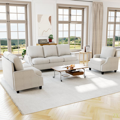 3 Piece Living Room Sofa Sets, Sectional Couch And Loveseat And Armchair Set, Modern 3 Seater Sofa + 2 Seater Couch+ Accent Chair Furniture Set For Apartment