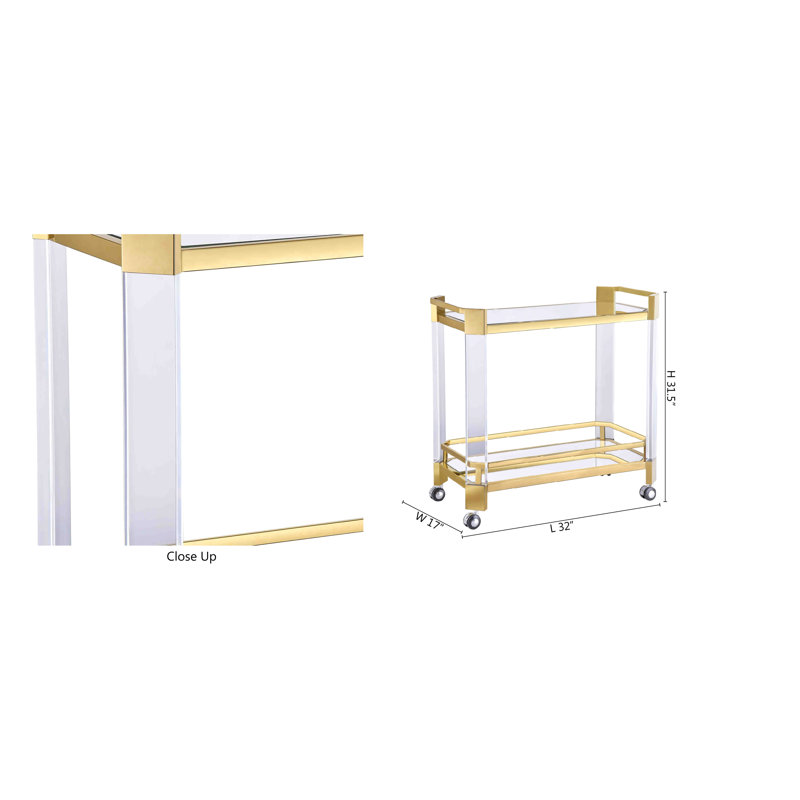 Clear Acrylic and Gold Bar Cart