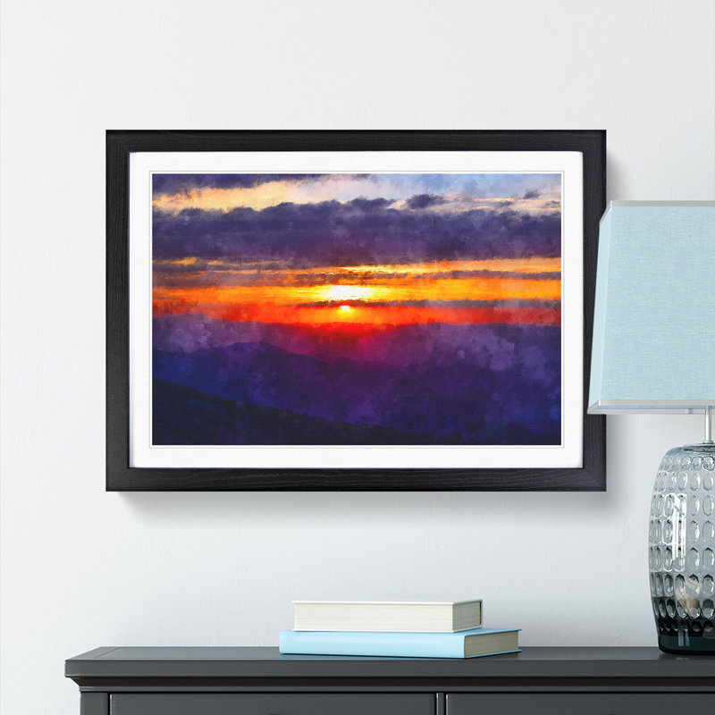 Cloudy Sunset - Picture Frame Graphic Art Print, 45cm H x 63cm W x 2cm D, Black Framed