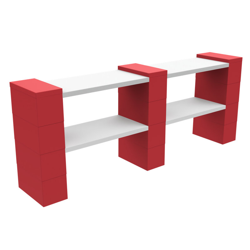 Étagère à 2 niveaux de l 72 po, Rouge