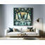«Midnight Serenade: Golden Snowflakes and Deer», art sur toile-29877019