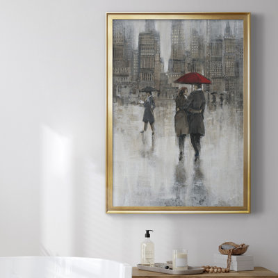 «Rain in the City II», toile encadrée de qualité supérieure - prête à être accrochée