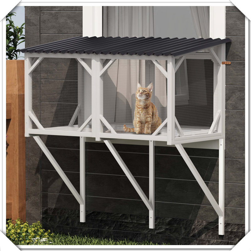 Perchoir toutes saisons pour fenêtre pour chat Catio, Blanc ancien