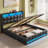 Jilissa Upholstered Bookcase Lift Up Storage Bed with Charging Station and RGB LED Lights-688655812-688655817