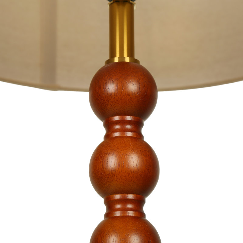 Lampe sur pied traditionnelle à abat-jour tambour de 155 cm de hauteur avec base perlée