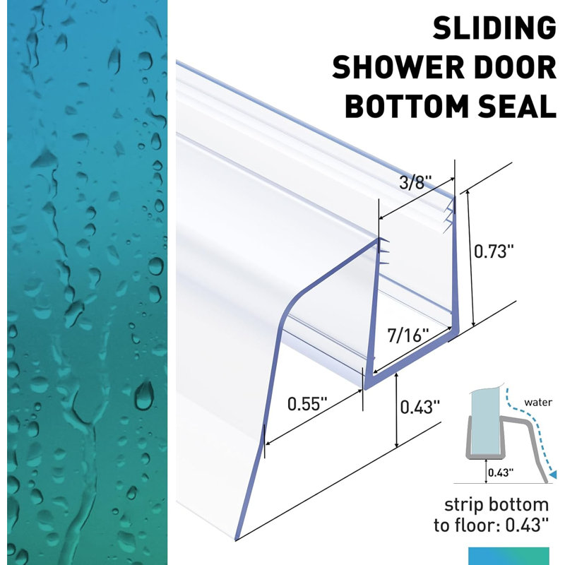 Shower Door Bottom Seal Strips, 1/8 In(10mm)