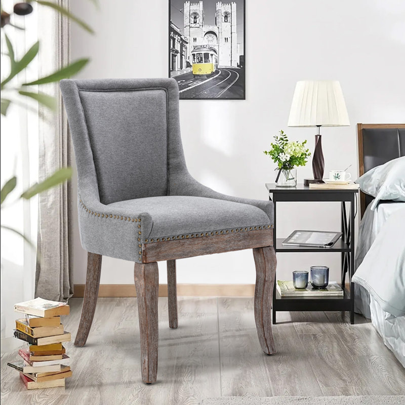 Chaise d'appoint rembourrée bronze, Gris