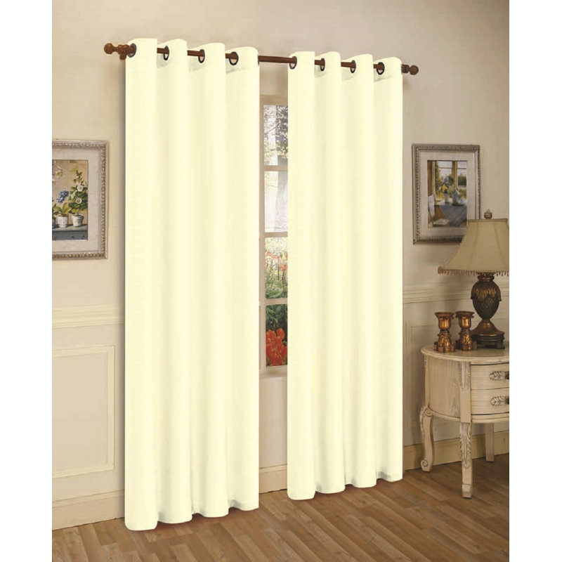 Solid Semi-Sheer Grommet Curtain Panels, Ivory