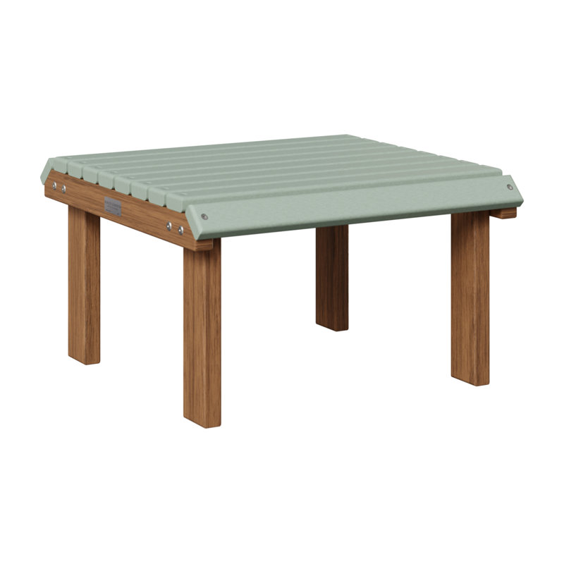 Rectangle Outdoor Ottoman Patio Ottoman, Seafoam Top/Antique Mahogany Base