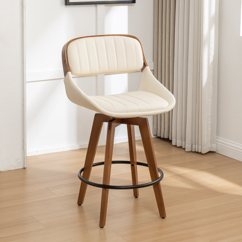 Tabourets de comptoir pivotants en similicuir, Tabouret de bar (siège d'une hauteur de 29,52 po), Beige