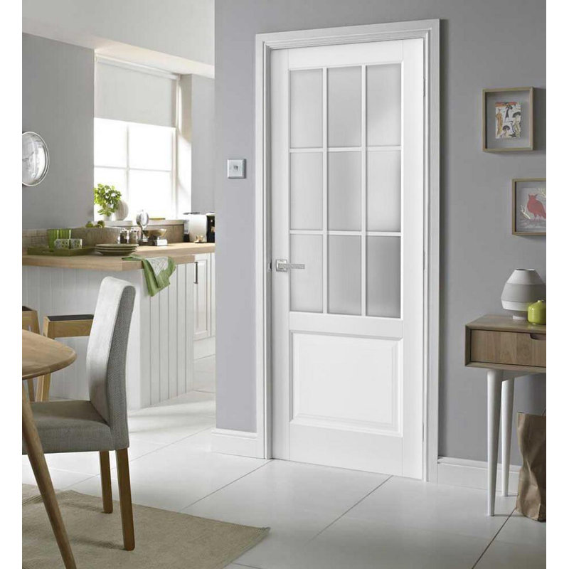 Porte blanche standard en verre givré Felicia, 42 po x 84 po