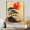 Bonsai doré or japonais, coucher de soleil II - Japon, art mural salon