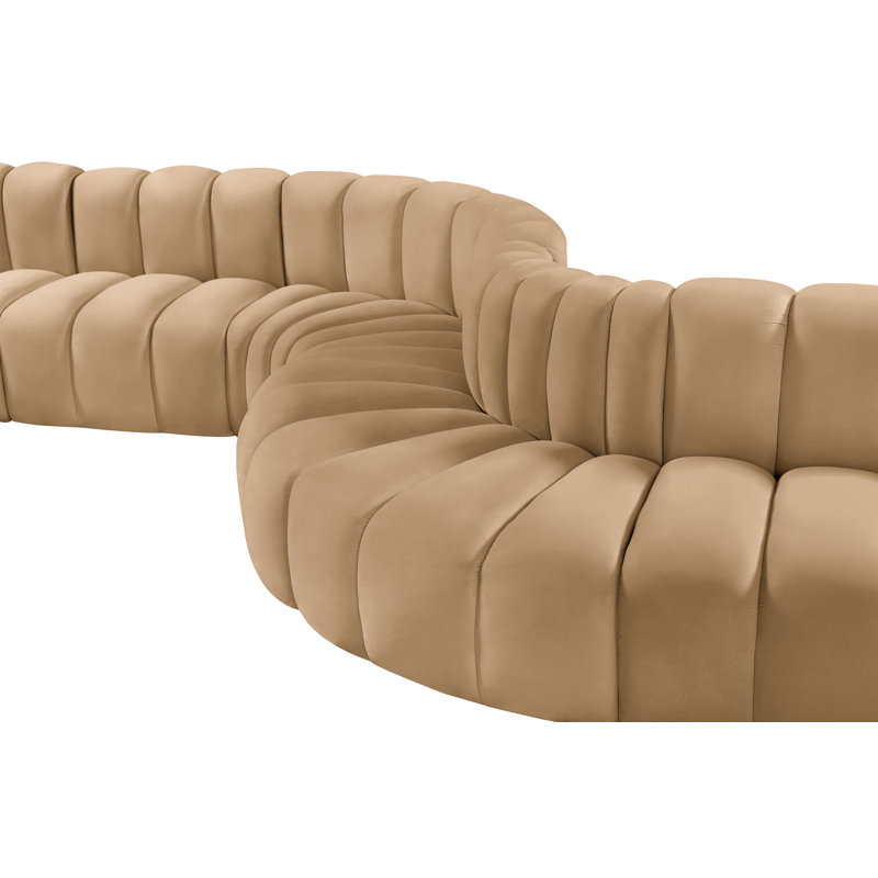 Ivancea Upholstered Curved Sectional Reversible, Camel Velvet