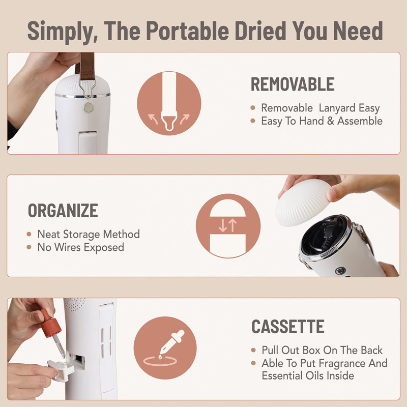 Compact White Electric Portable Dryer with Foldable Drying Rack