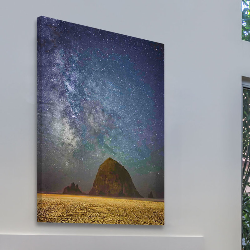 Sparkling Skies Over Haystack Rock by Don Schwartz - Wrapped Canvas Print, 152 cm H x 102 cm W