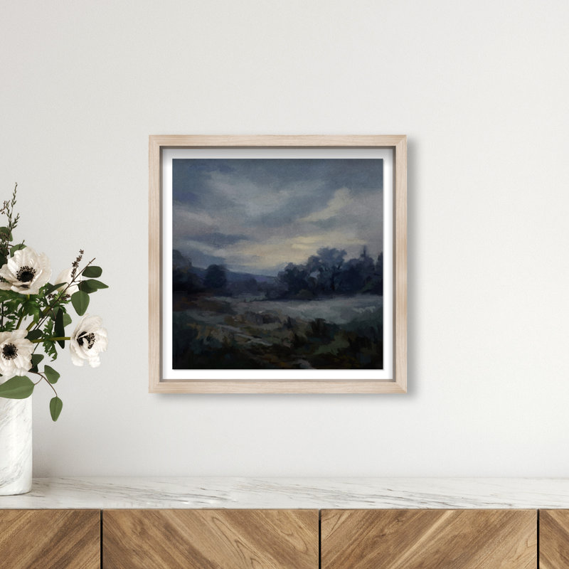 Impression encadrée « Nuits indigo » : paysage et nature, par Oliver Gal, H 17,5 po x l 17,5 po, Cadre blond